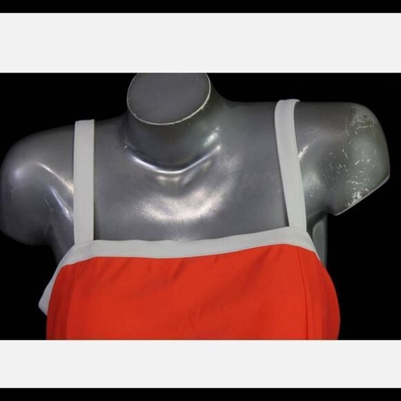 ROAMAN'S ORANGE/WHITE RETRO CLASSIC SWIMSUIT SWIM DRESS WOMENS SIZE 14W - Picture 2 of 8